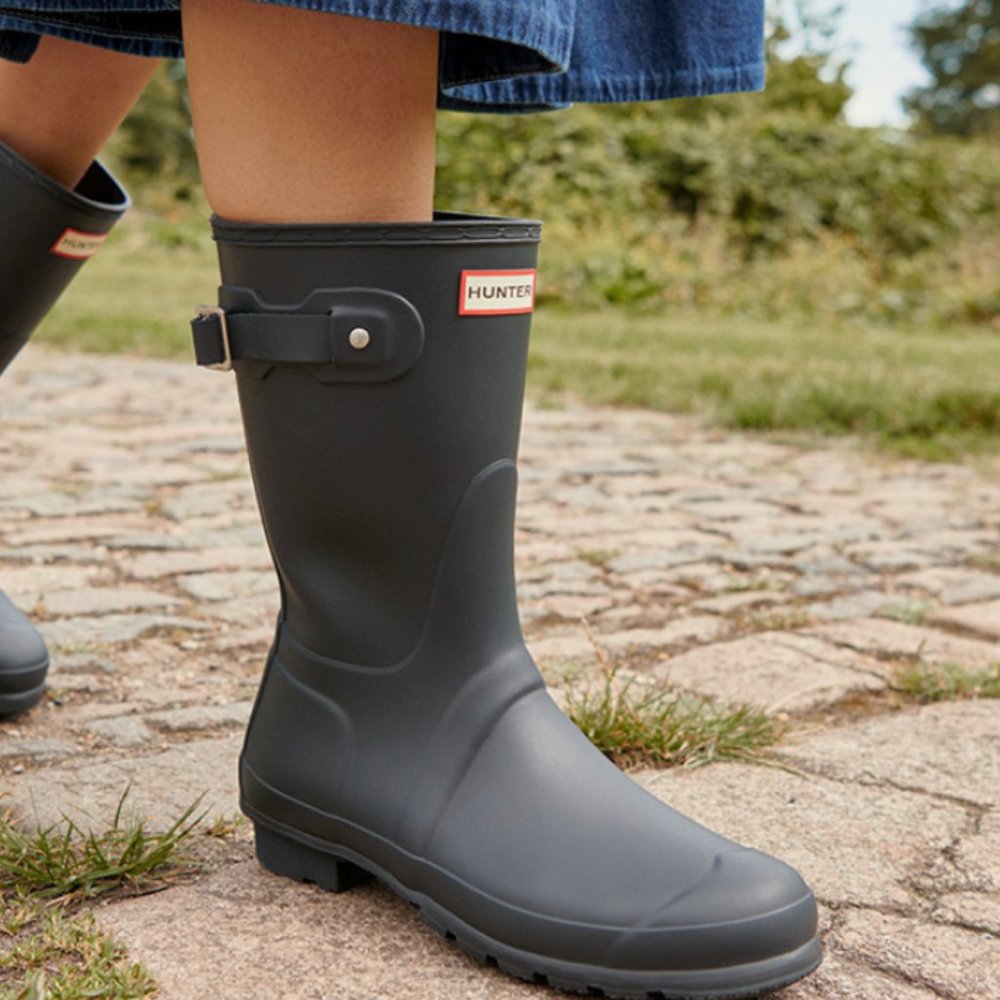 Women's HUNTER Original Short Rain NAVY Boots Size 10 USA